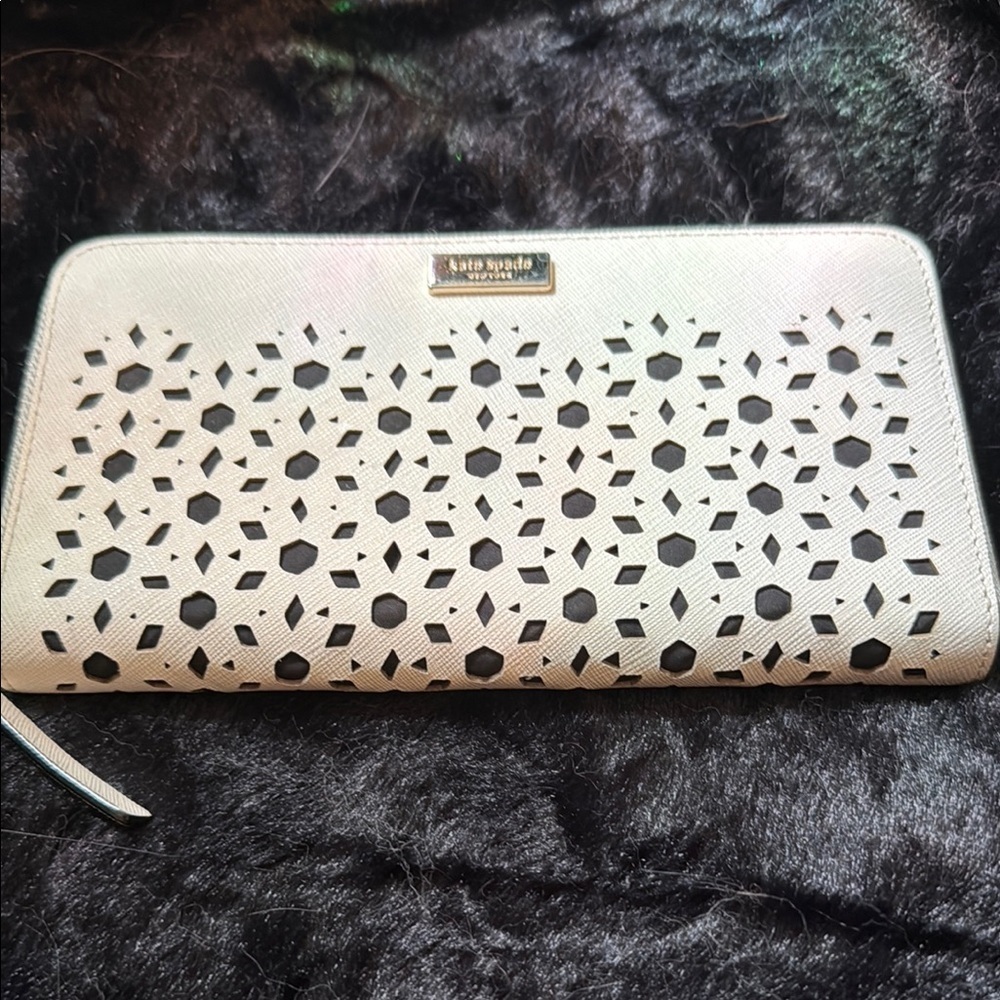 Kate Spade Cream Laser-Cut Wallet